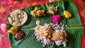 Traditional Kerala meal representing community kitchen dining
